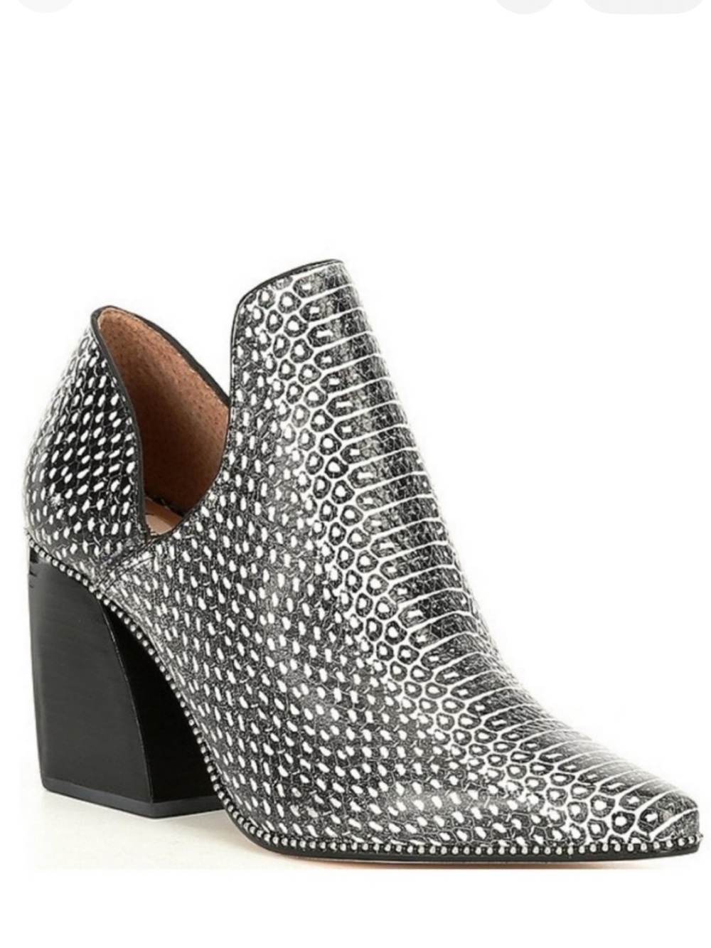 Antonio Melani Wader Snake Leather Booties Black & White Size 9M